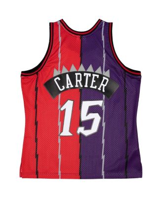 Men's Vince Carter Purple, Red Toronto Raptors Big and Tall Hardwood Classics 1998-99 Split Swingman Jersey