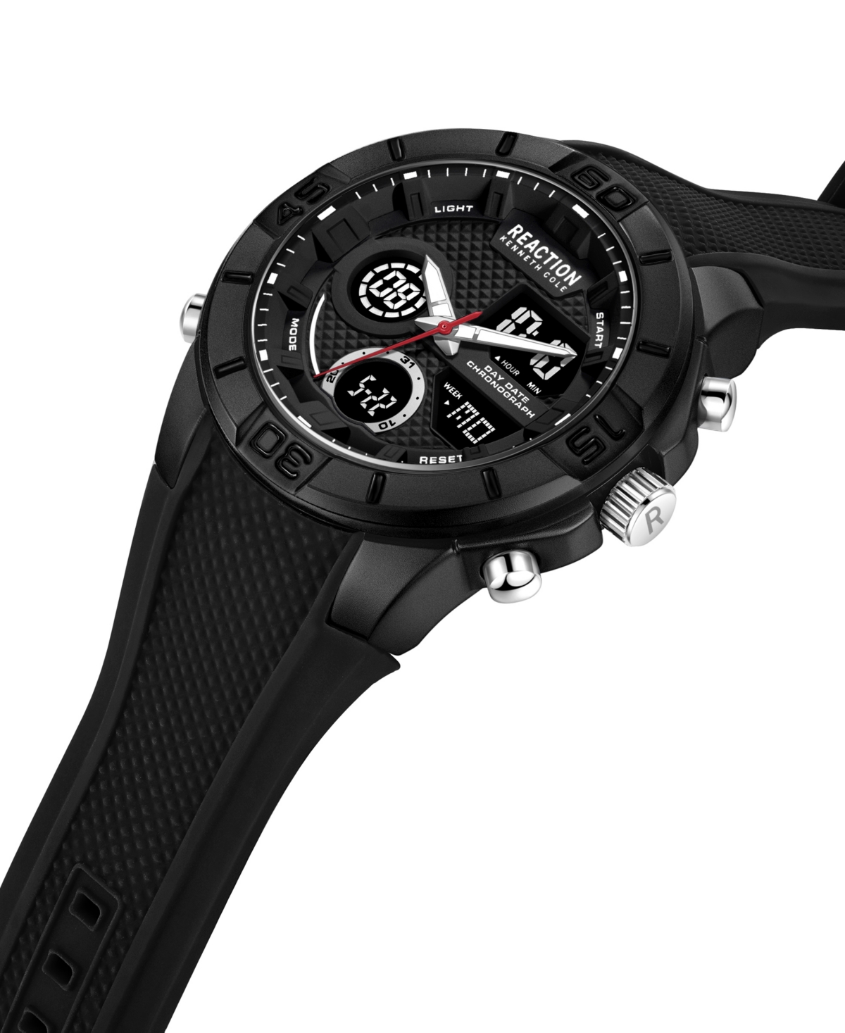 Kenneth Cole Reaction Men s Ana digi Black Silicon Strap Watch 48mm Black Smart Closet