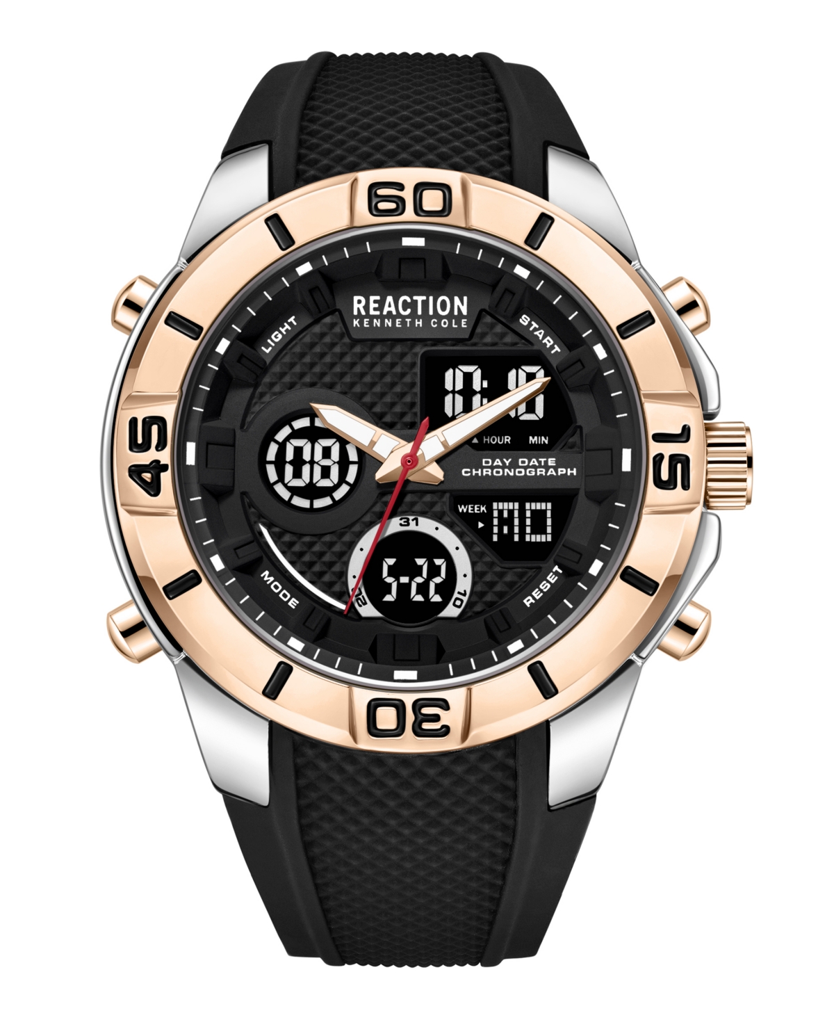 Men's Ana-digi Black Silicon Strap Watch, 48mm - Black