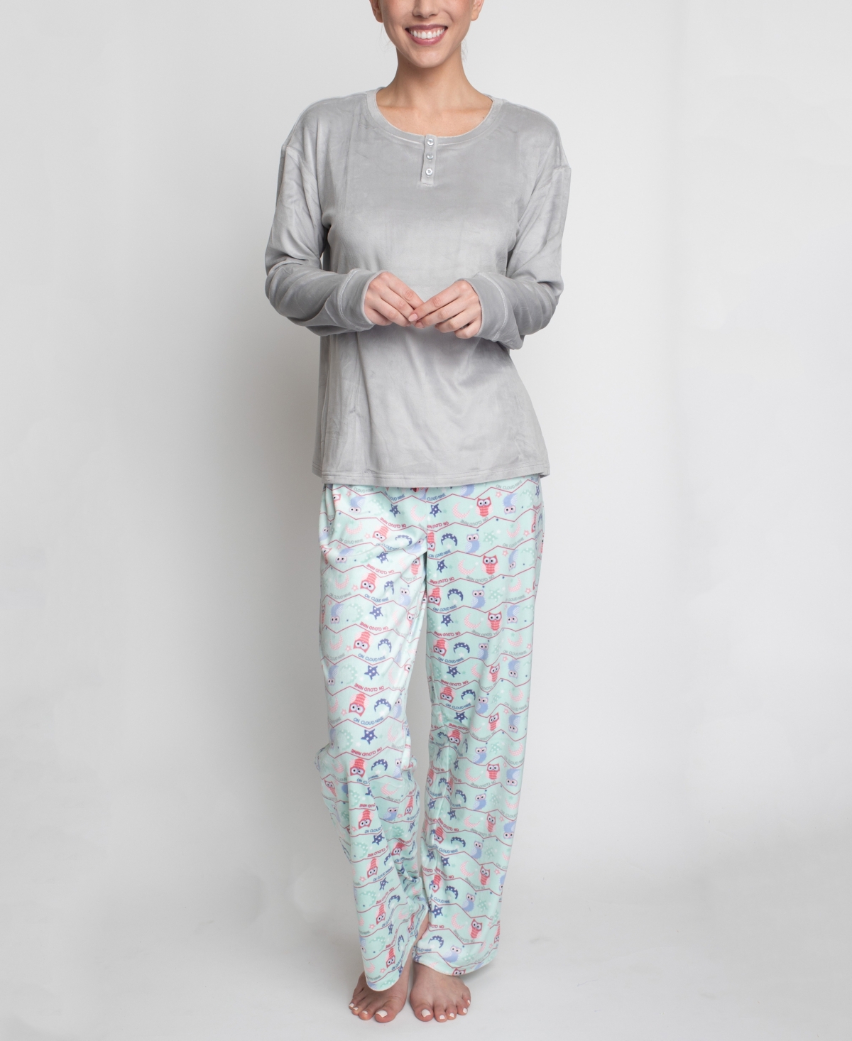 Hanes Women's Stretch Fleece Pajama Set, 2 Pieces In Gray