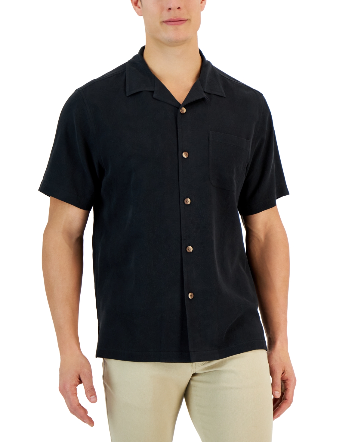 Tommy Bahama Men's Tropic Isles Silk Jacquard Short-sleeve Shirt In Black