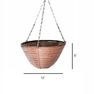 GSARA3627 Woven Plastic Rattan Hanging Basket, Rusty