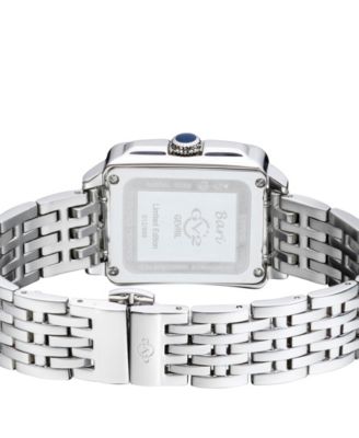 Women's Bari Tortoise Swiss Quartz Diamond Accents Silver-Tone Stainless Steel Bracelet Watch 34mm x 30mm