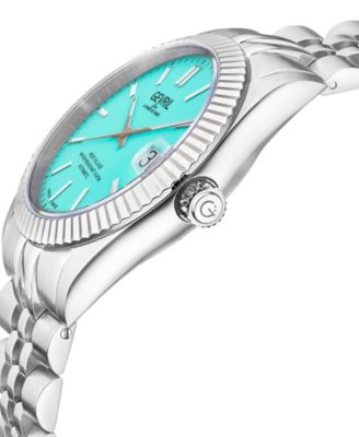 Men's West Village Swiss Automatic Silver-Tone Stainless Steel Bracelet Watch 40mm