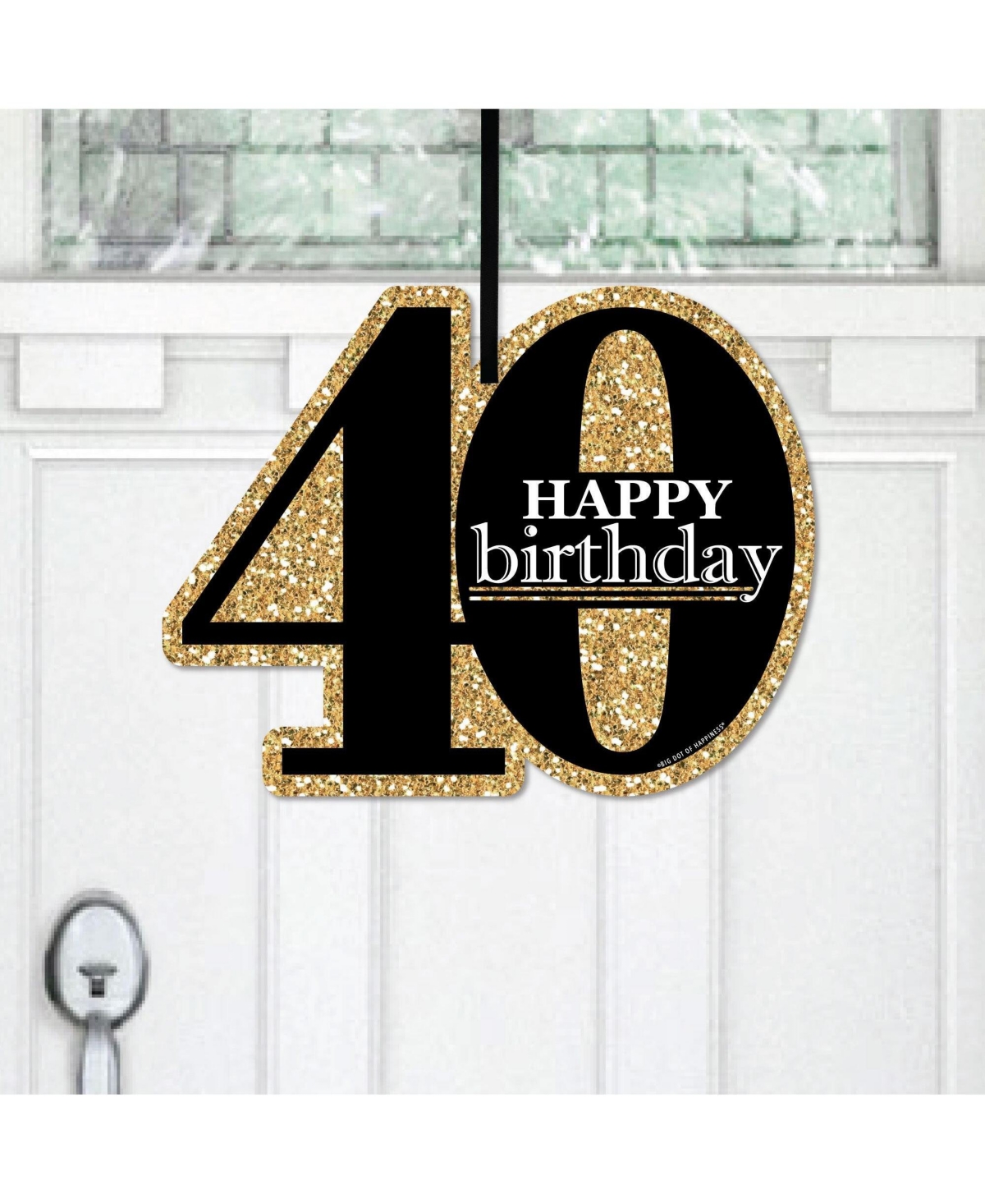 Adult 40th Birthday - Gold - Hanging Porch Outdoor Front Door Decor - 1 Pc Sign