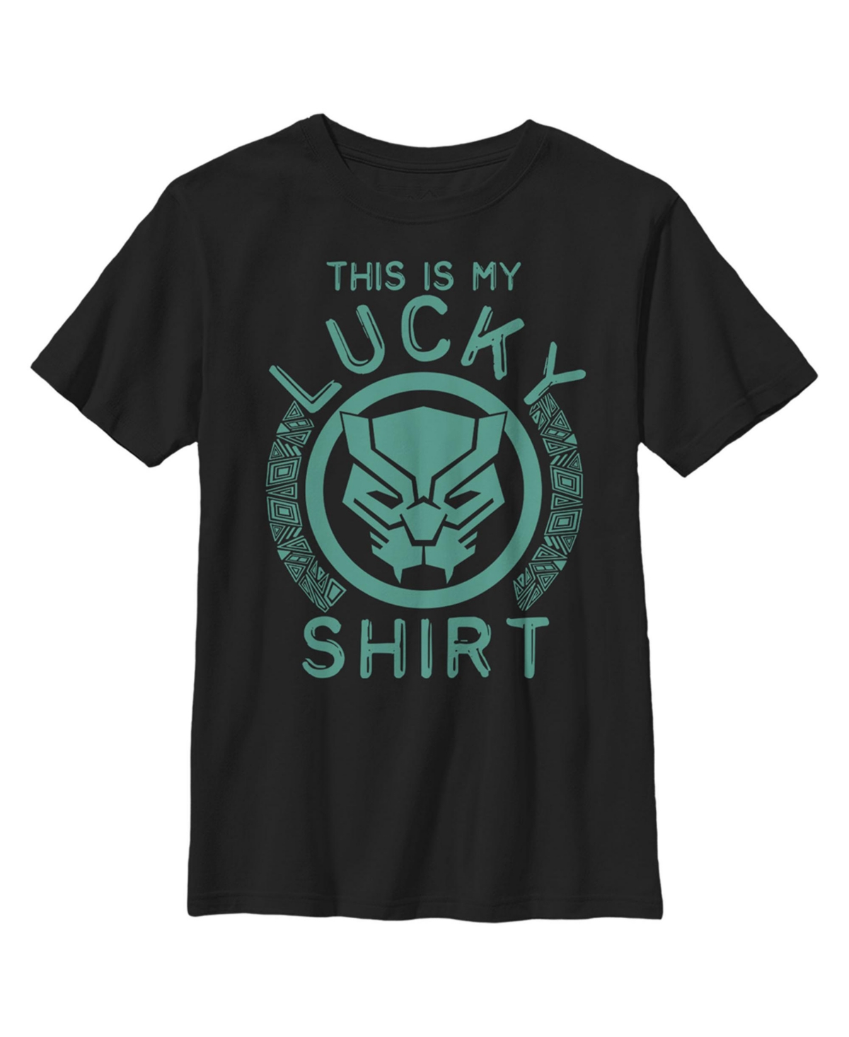 Boy's Marvel St. Patrick's Day Black Panther Lucky Shirt Child T-Shirt - Black