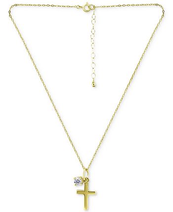 Giani Bernini Cubic Zirconia Solitaire Polished Cross Pendant