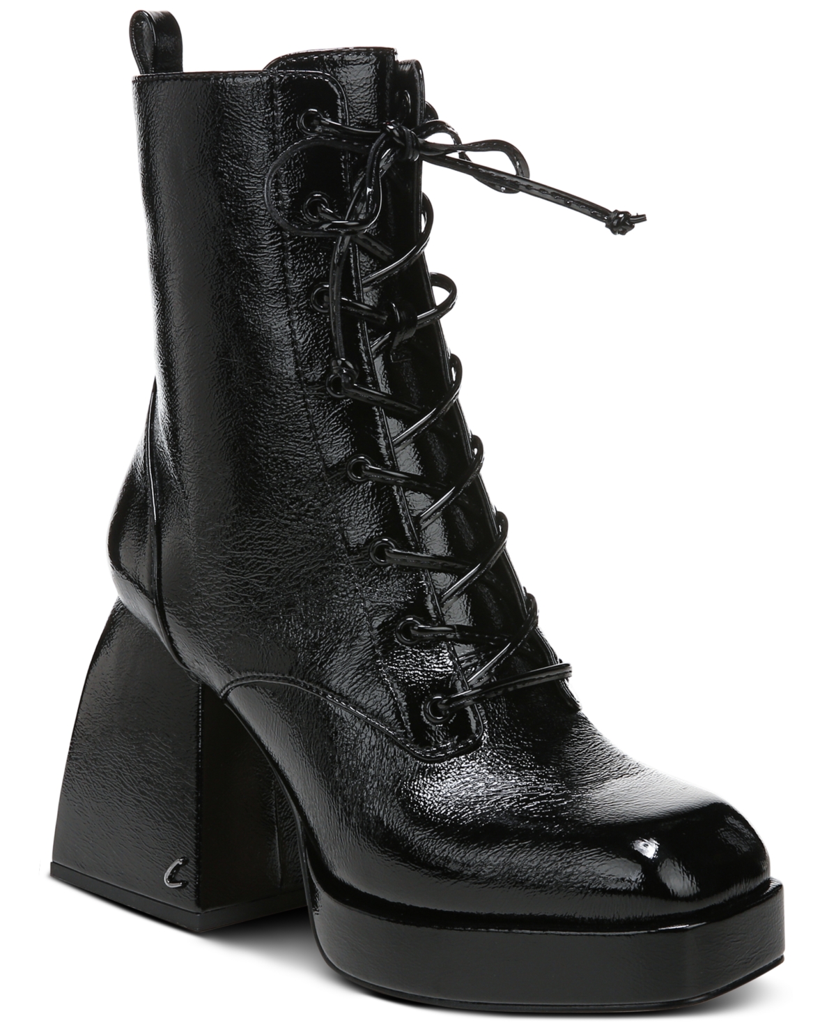 Circus Ny Women's Karter Lace-up Platform Booties In Black Crinkle Patent