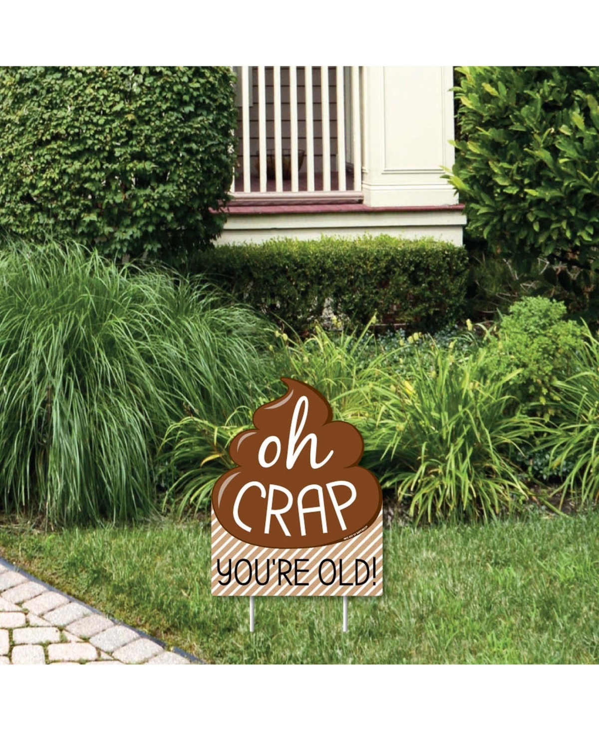Oh Crap, Youre Old - Outdoor Lawn Sign - Poop Birthday Party Yard Sign - 1 Pc