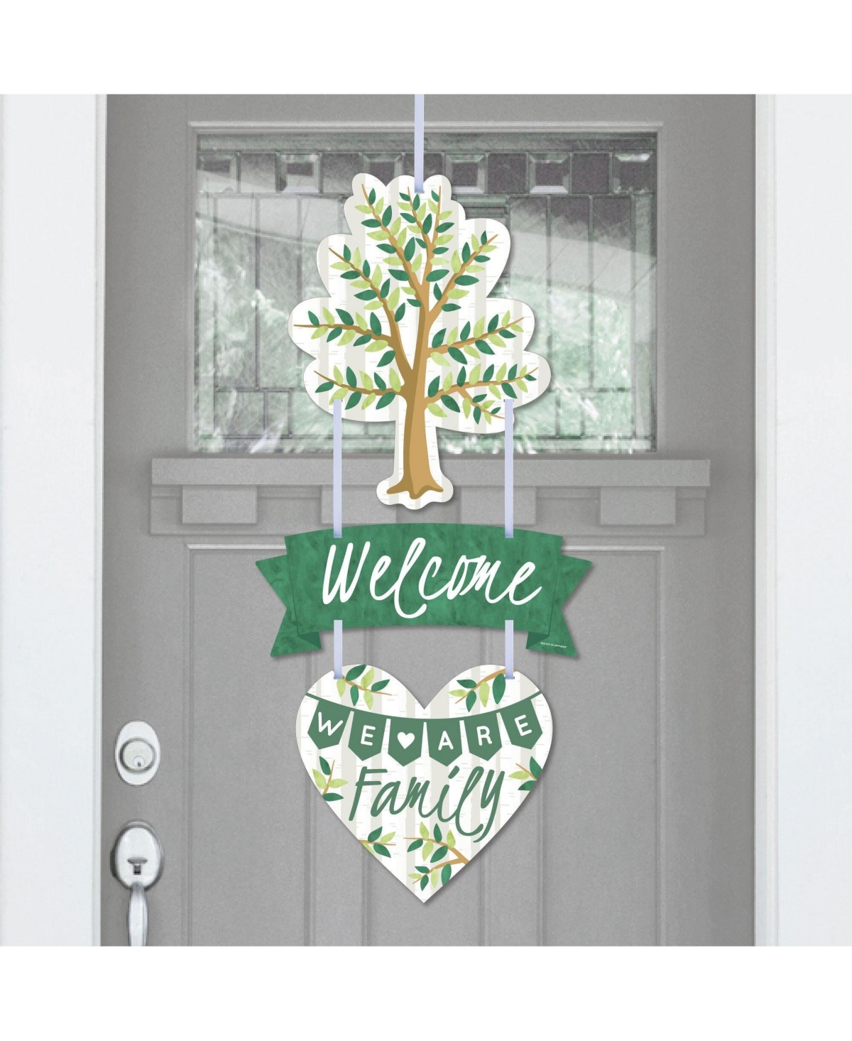Family Tree Reunion - Family Gathering Party Outdoor Front Door Decor 3 Pc Sign