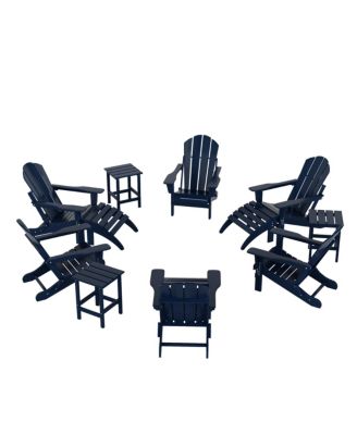 12 Piece Set Outdoor Folding Adirondack Chairs with Ottoman Side Table