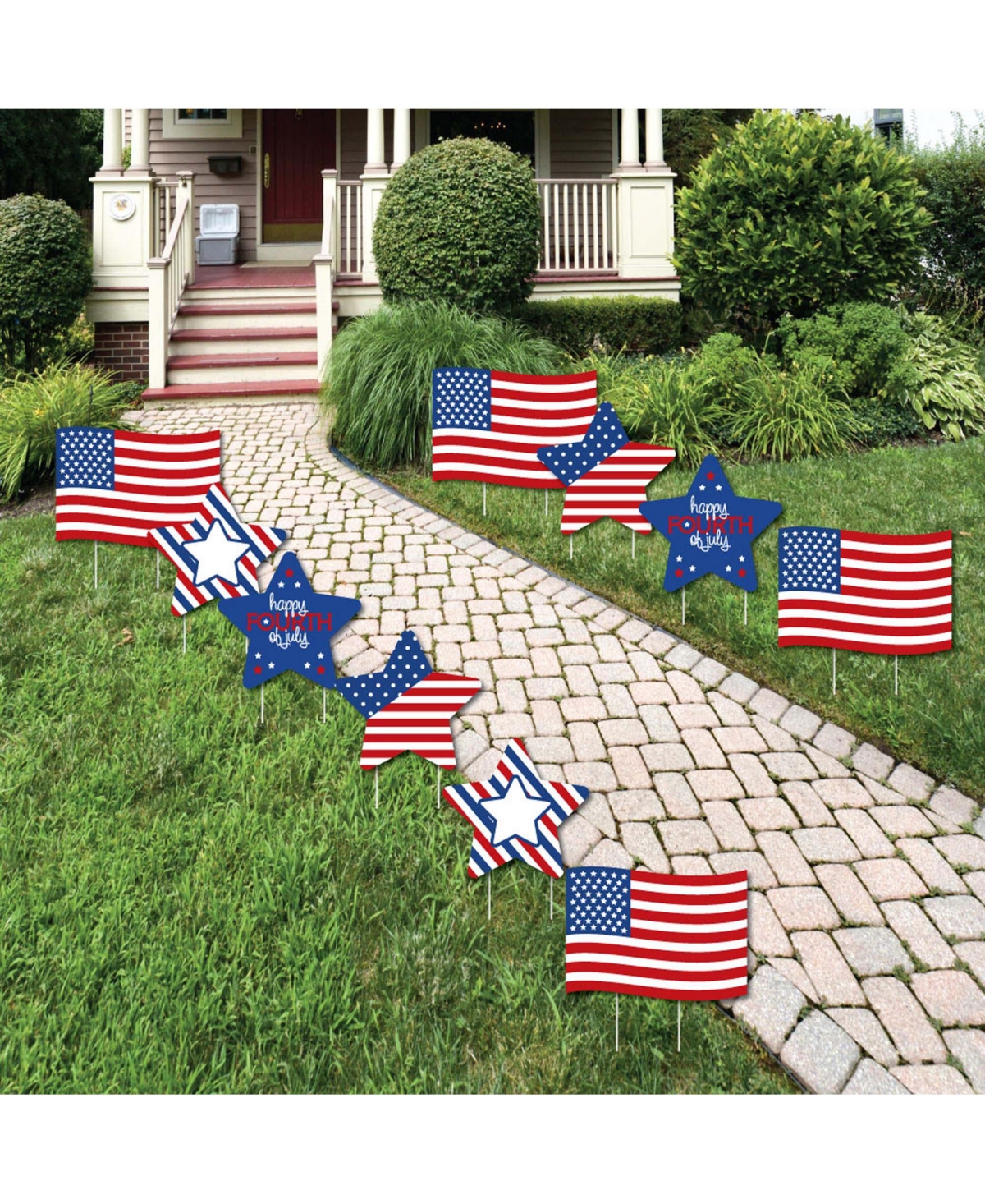 4th of July - Lawn Decor - Outdoor Fourth of July Party Yard Decor - 10 Pc - Red