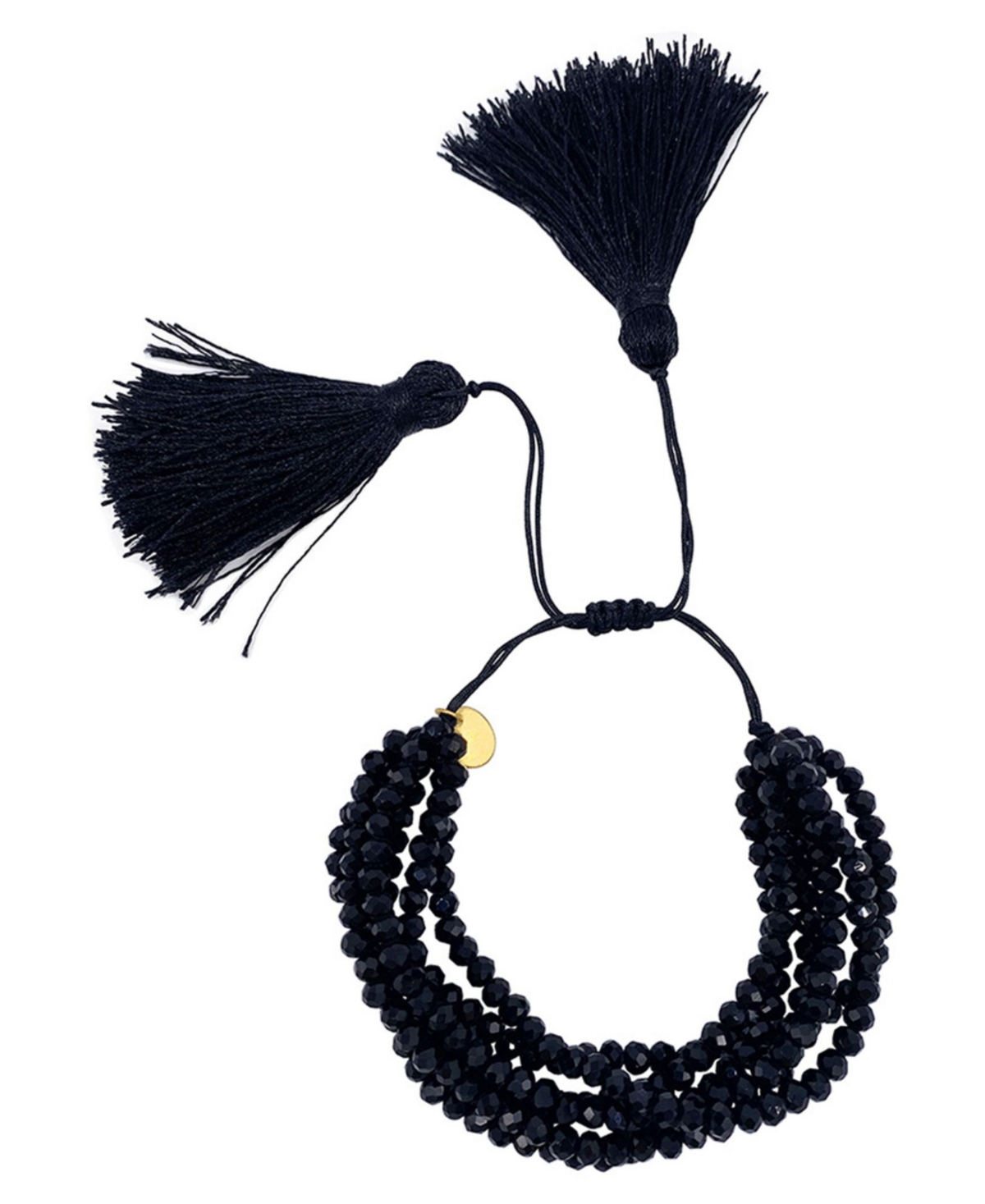 Shop Adornia Iridescent Bead Strand Bracelet Adjustable Tassel Ends Bracelet In Black