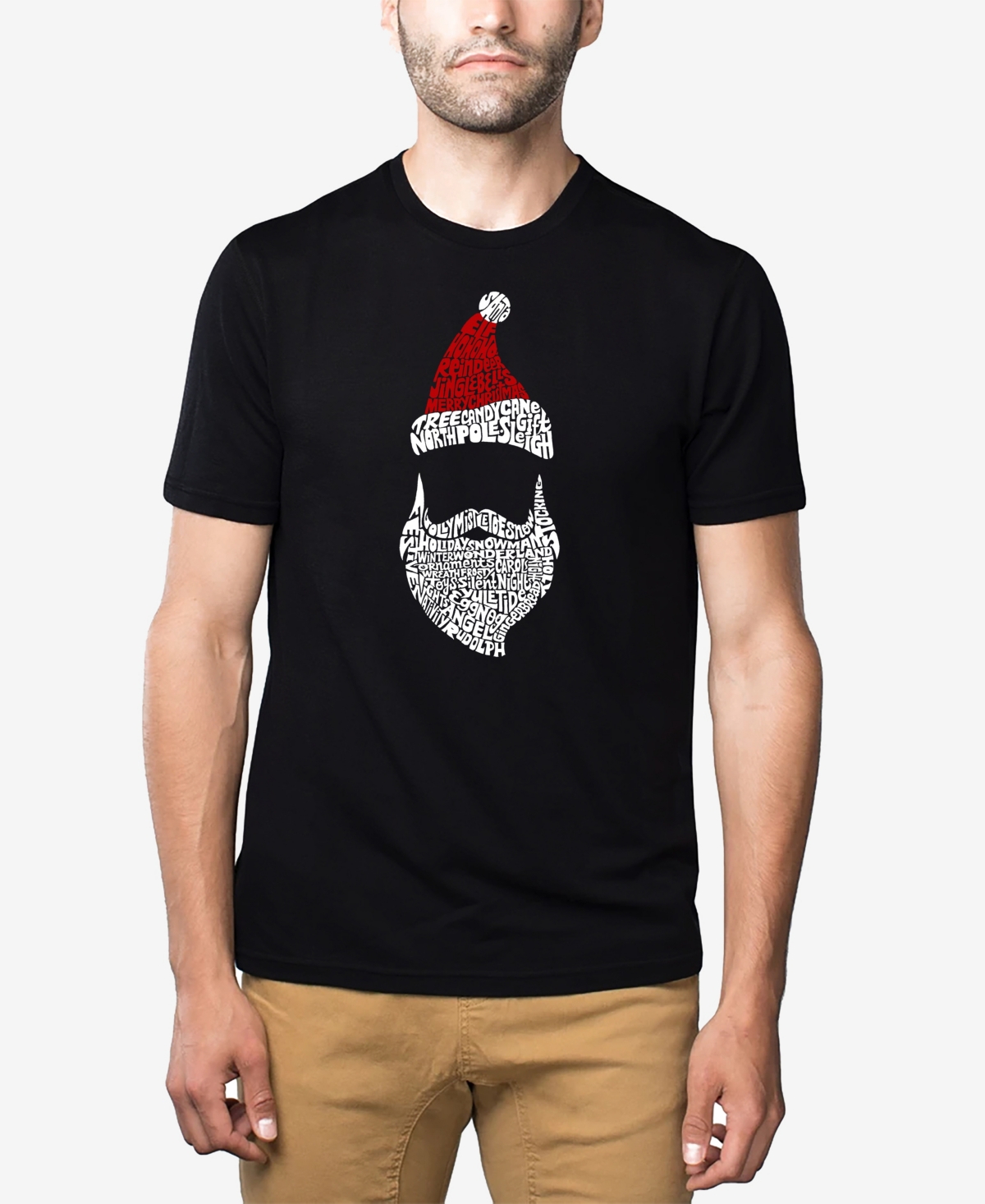 La Pop Art Men's Premium Blend Santa Claus Word Art T-shirt In Black
