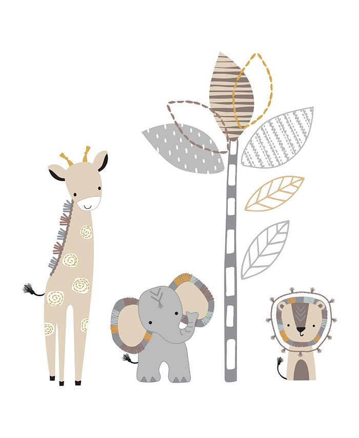 Lambs & Ivy Lambs Ivy Jungle Safari Gray/Tan Elephant/Giraffe Nursery