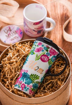 Beautiful Mom Metallic Ceramic Travel Cup with Lid - 5 x 4 x 7 Inches