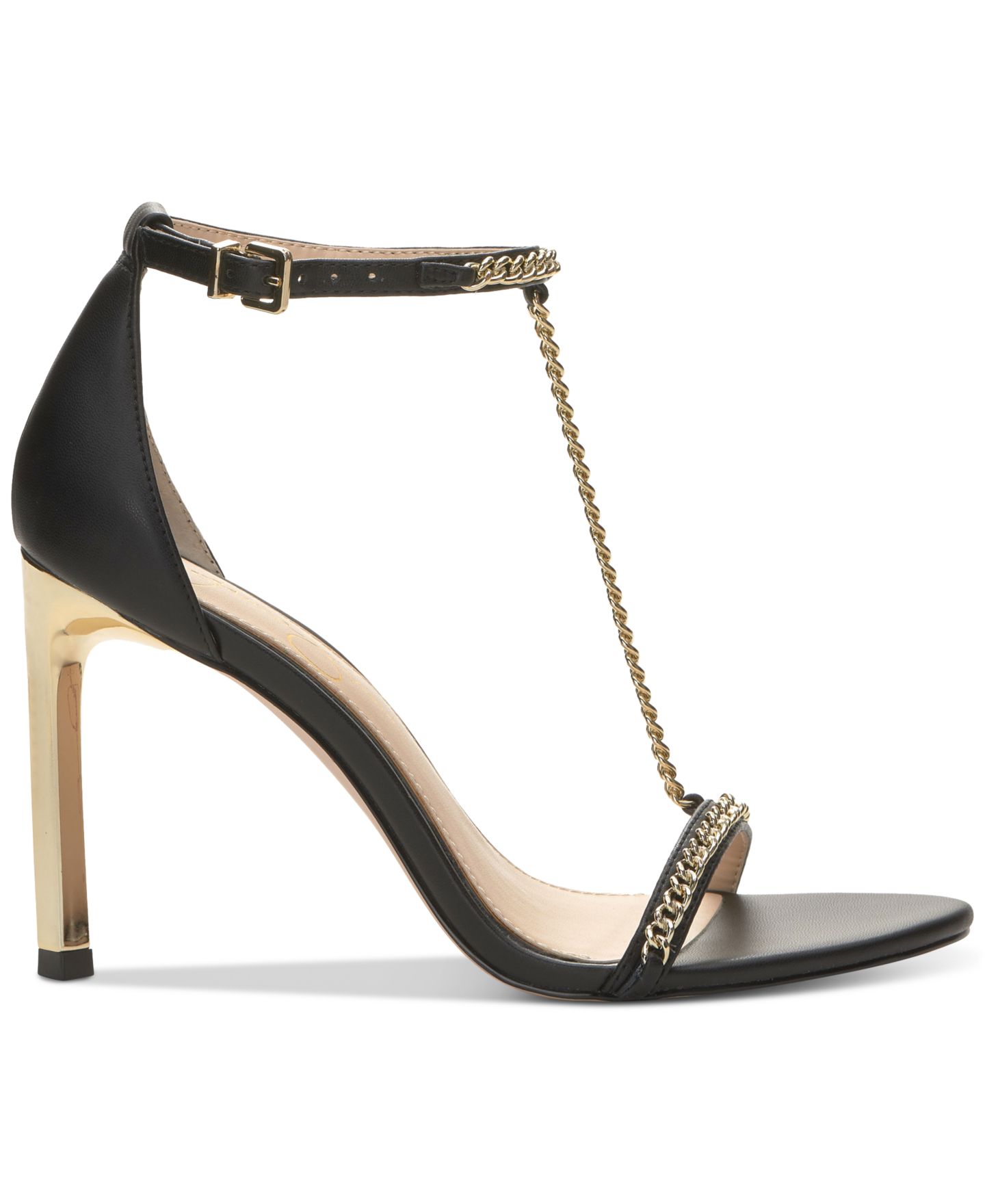 Женские сандалии Jessica Simpson Qiven T-Strap Chain Heeled Dress Sandals, цвет: Чёрный — фото 2