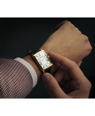 Men's Swiss Toccata Black Leather Strap Watch 29x37mm