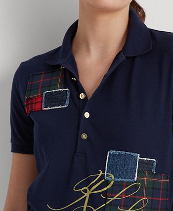 Lauren Ralph Lauren Women's Patchwork Piqué Polo Shirt - Macy's