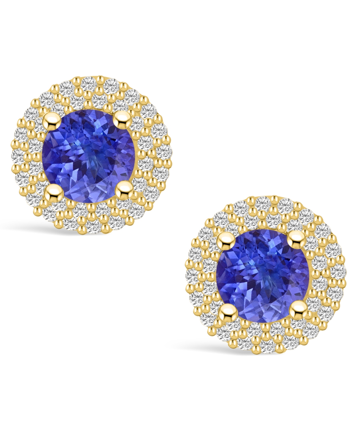 Macy's Tanzanite (1-5/8 Ct. t.w.) and Diamond (1/2 Ct. t.w.) Halo Stud Earrings