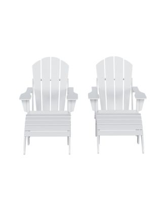 4 Piece Set Classic Folding Adirondack Chair With Footrest Ottoman