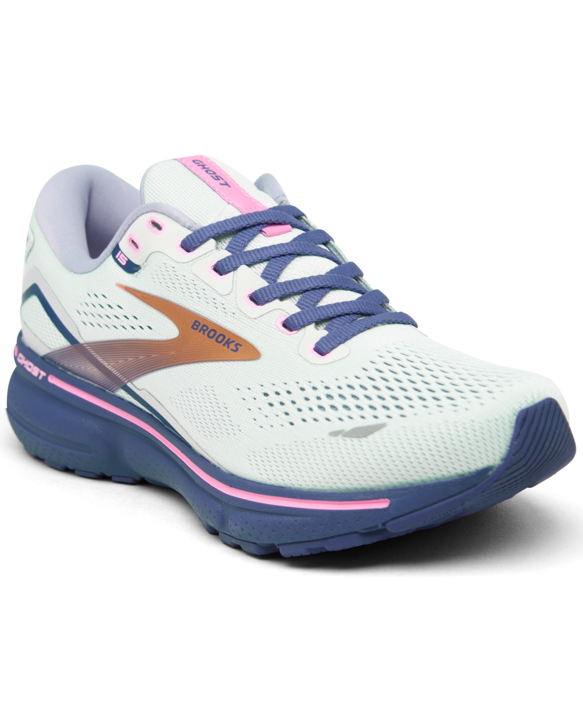 Women's Ghost 15 Running Sneakers from Finish Line - Spa Blue, Neo Pink