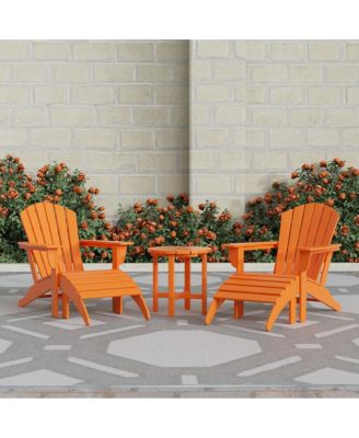 5-piece Adirondack Chairs with Ottoman Side Table Set
