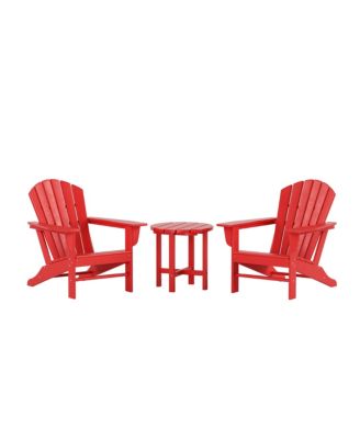3-Piece Patio Adirondack Chairs with Round Side Table Set