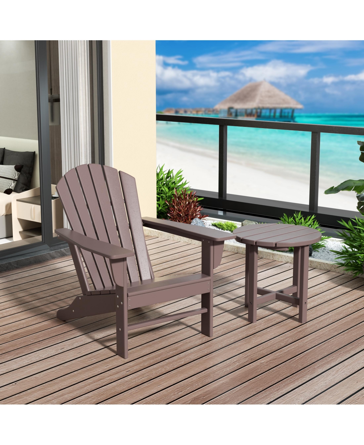 WestinTrends Outdoor Adirondack Chair with Round Side Table