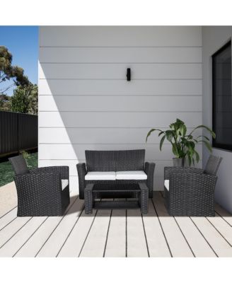 4-Piece Modern Patio Conversation Sofa Set with Cushions