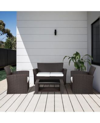 4-Piece Modern Patio Conversation Sofa Set with Cushions