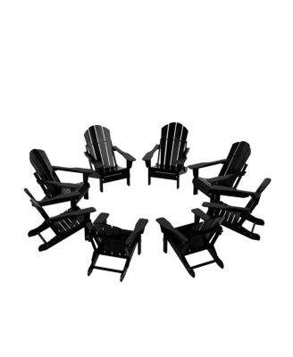 All-Weather Contoured Outdoor Poly Folding Adirondack Chair (Set of 8)