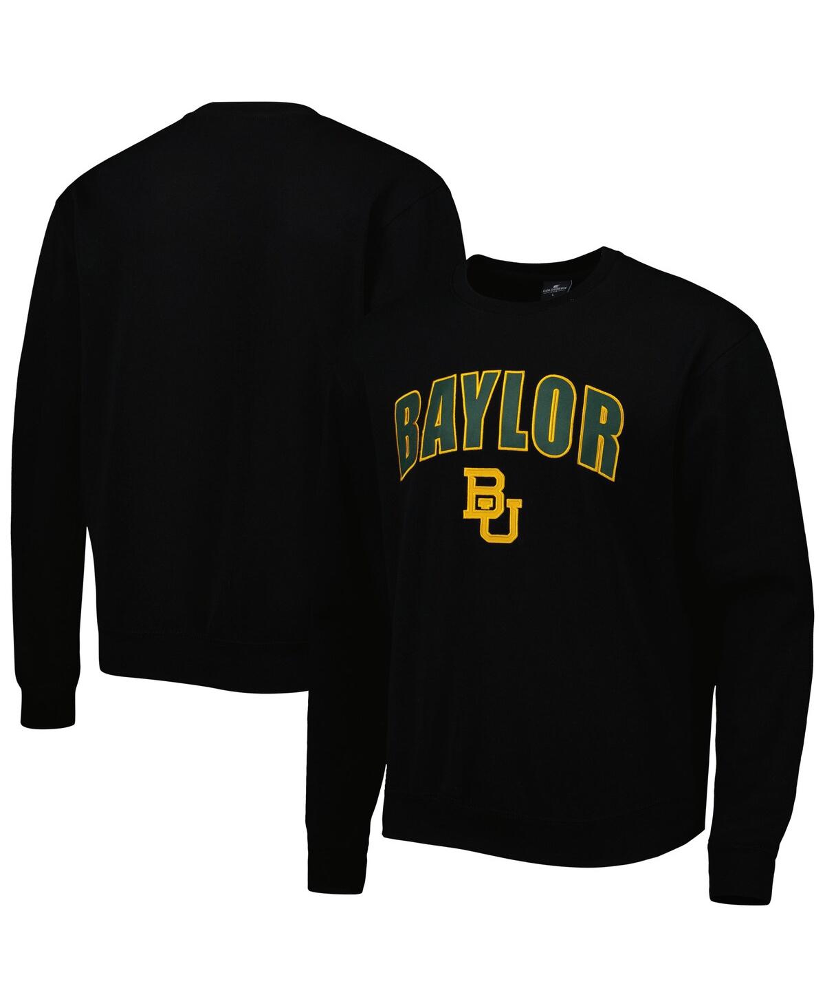 Colosseum Men's  Black Baylor Bears Arch & Logo Pullover Sweatshirt In Black