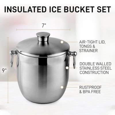 Premium Stainless Steel Double Wall Insulated Ice Bucket Kit
