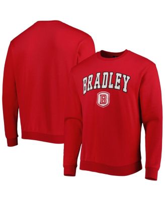 Men's Red Bradley Braves Arch Over Logo Pullover Sweatshirt