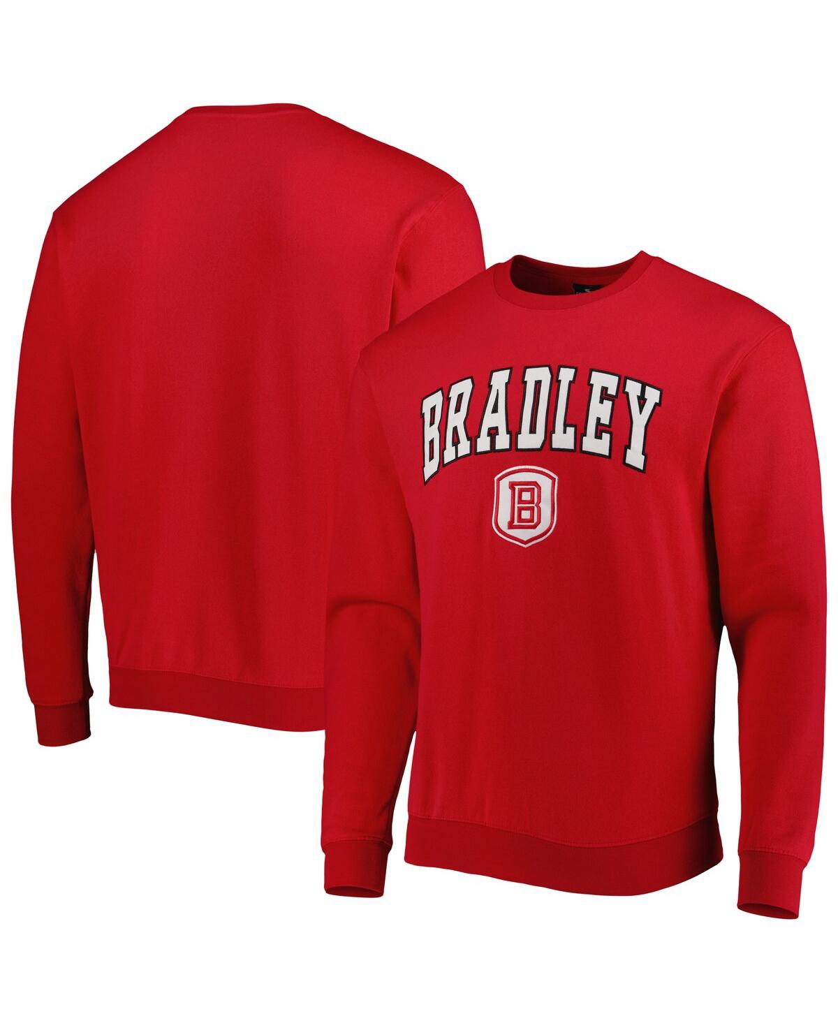 Colosseum Red Bradley Braves Arch Over Logo Pullover Sweatshirt In Red