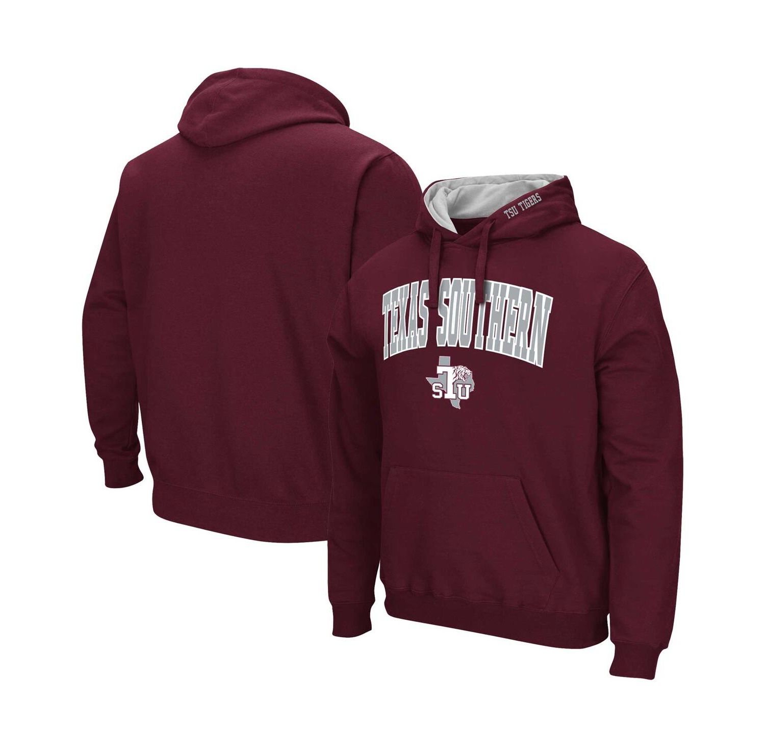 Men's Maroon Texas Southern Tigers Arch & Logo 3.0 Pullover Hoodie