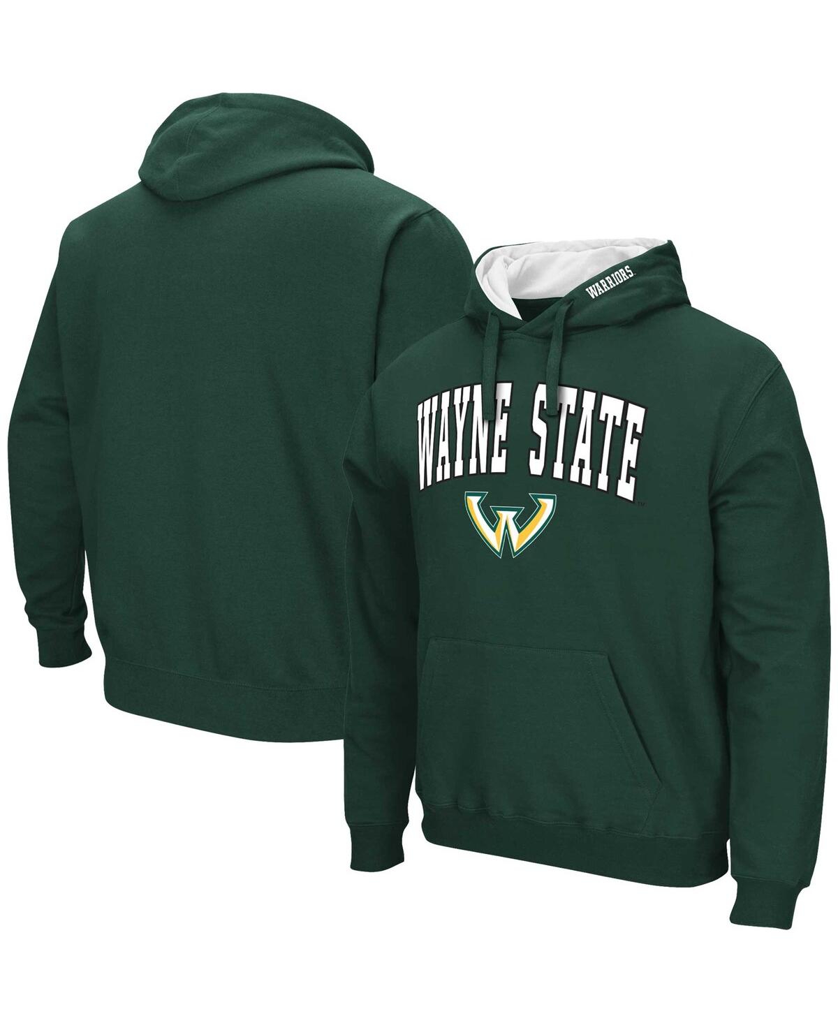 Colosseum Men's  Green Wayne State Warriors Arch & Logo Pullover Hoodie In Green