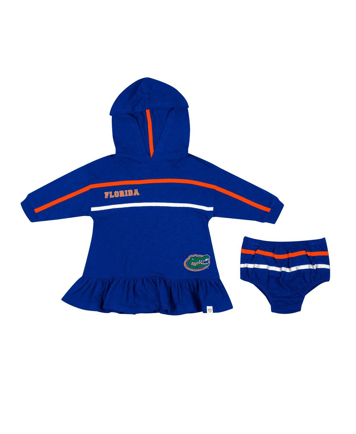 Colosseum Girls Infant  Royal Florida Gators Winifred Hoodie Dress And Bloomer Set In Royal