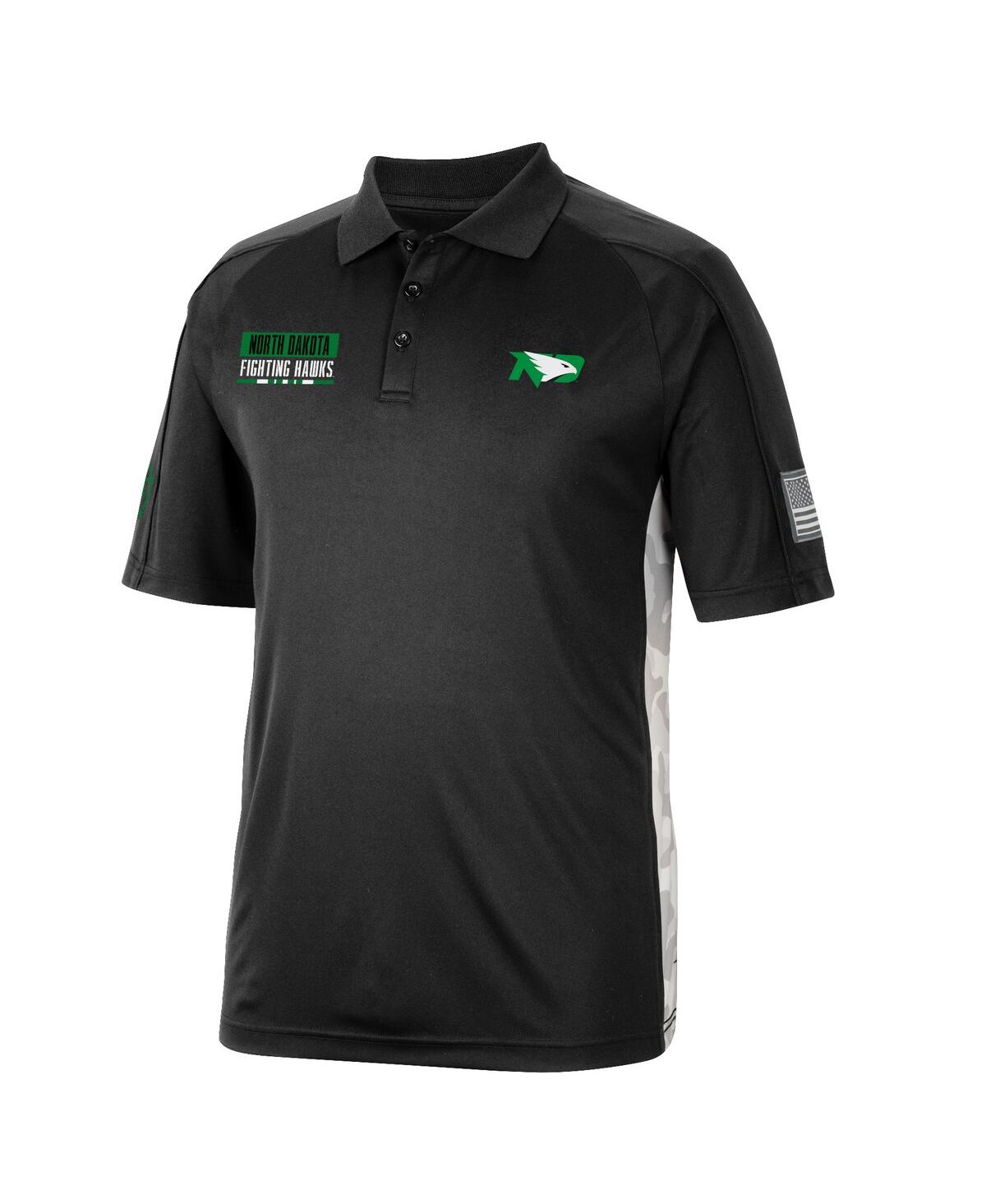 Colosseum Black North Dakota Oht Military Appreciation Snow Camo Polo In Black