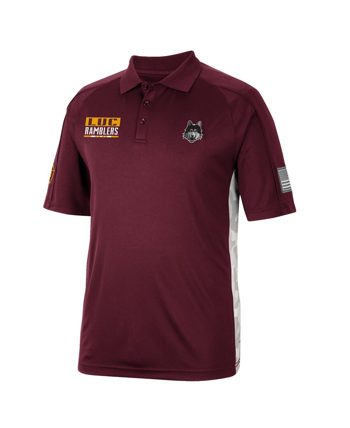 Men's ColosseumLoyola Chicago Ramblers Oht Military-Inspired Appreciation Snow Camo Polo Shirt - Maroon