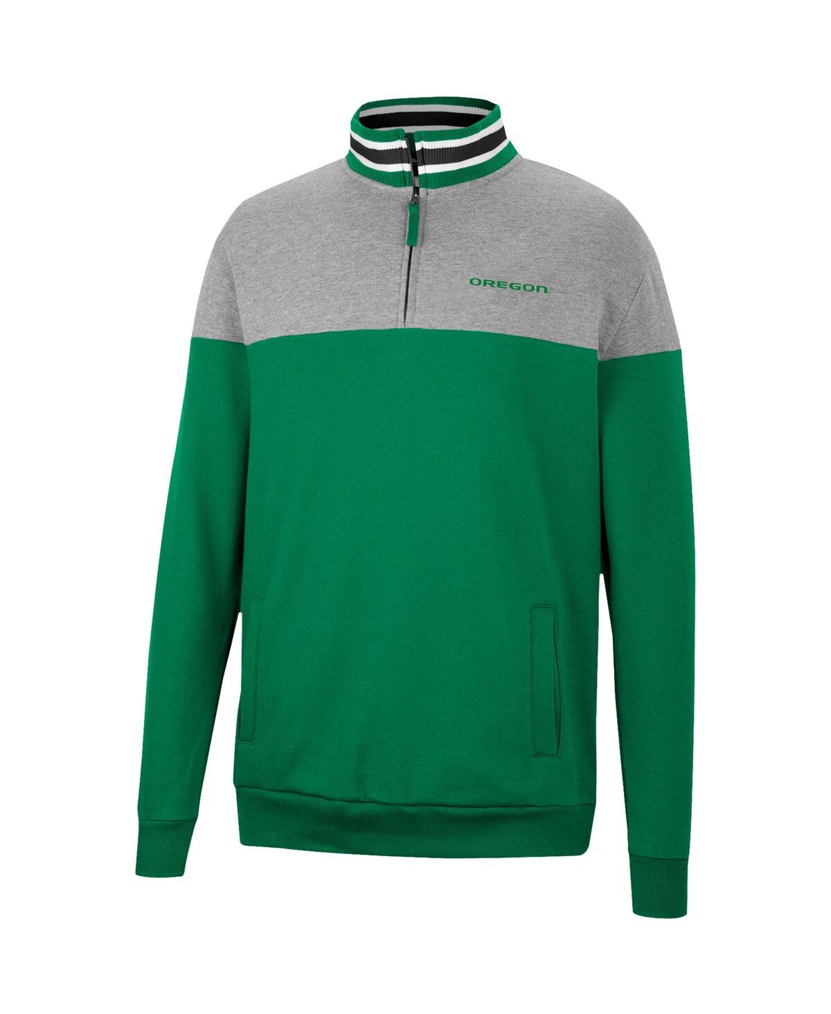 Colosseum Men's  Heathered Gray, Green Oregon Ducks Be The Ball Quarter-zip Top In Heathered Gray,green