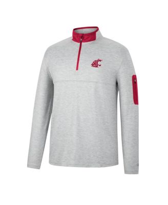 Men's Heathered Gray, Crimson Washington State Cougars Country Club Windshirt Quarter-Zip Jacket