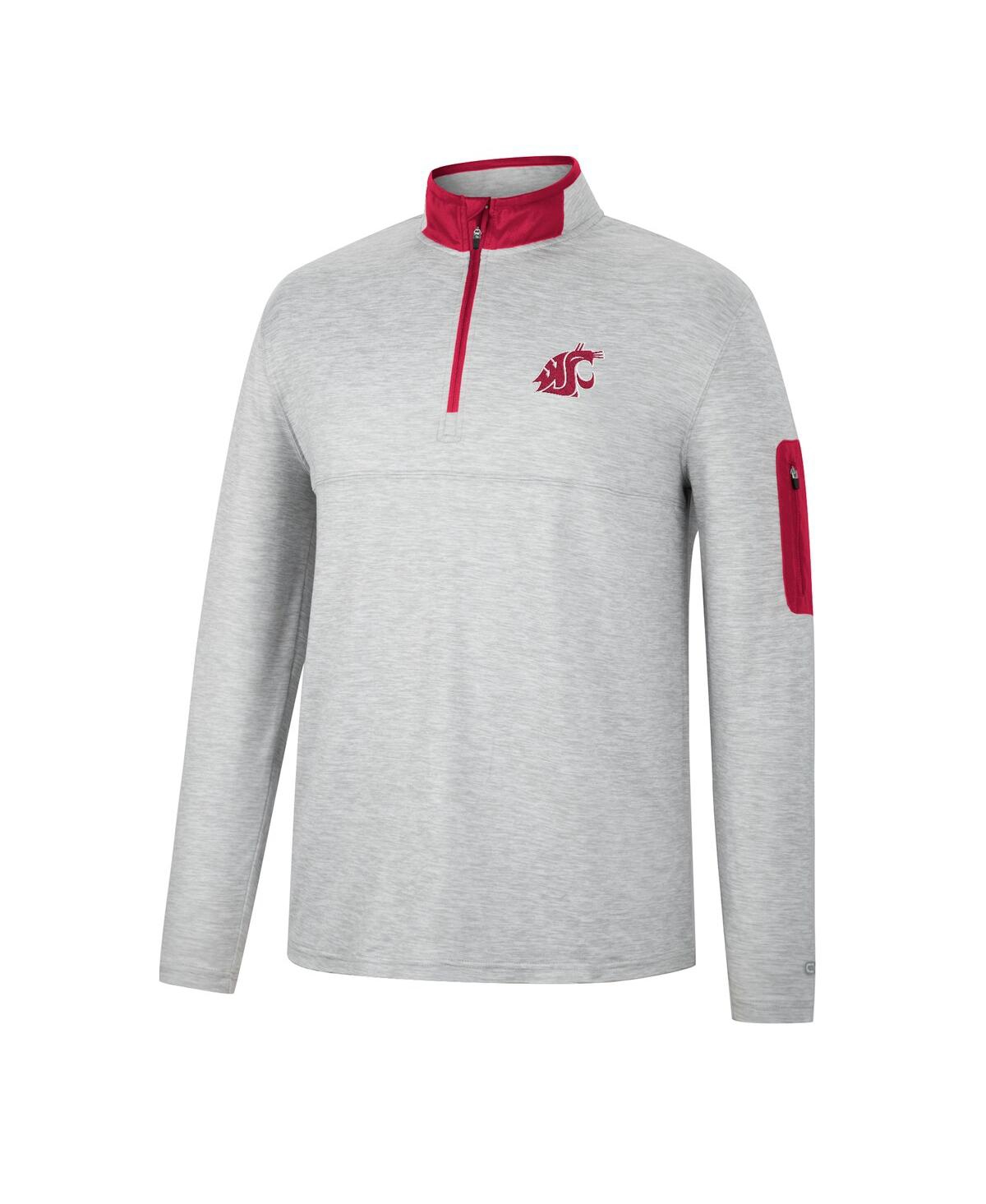 Shop Colosseum Men's  Heathered Gray, Crimson Washington State Cougars Country Club Windshirt Quarter-zip  In Heathered Gray,crimson