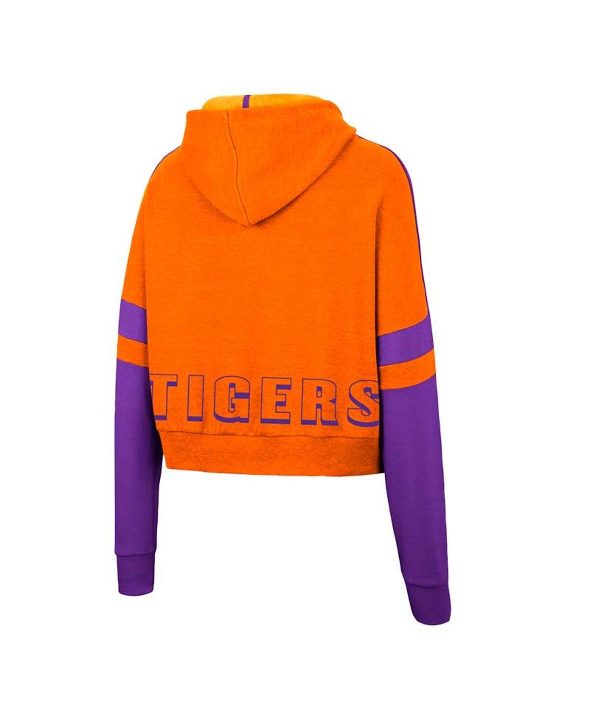Shop Colosseum Women's  Orange Clemson Tigers Throwback Stripe Arch Logo Cropped Pullover Hoodie