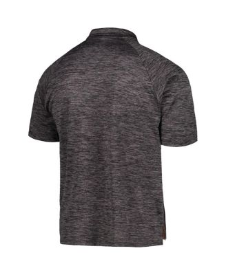 Men's Heather Black Texas Longhorns Down Swing Raglan Polo Shirt