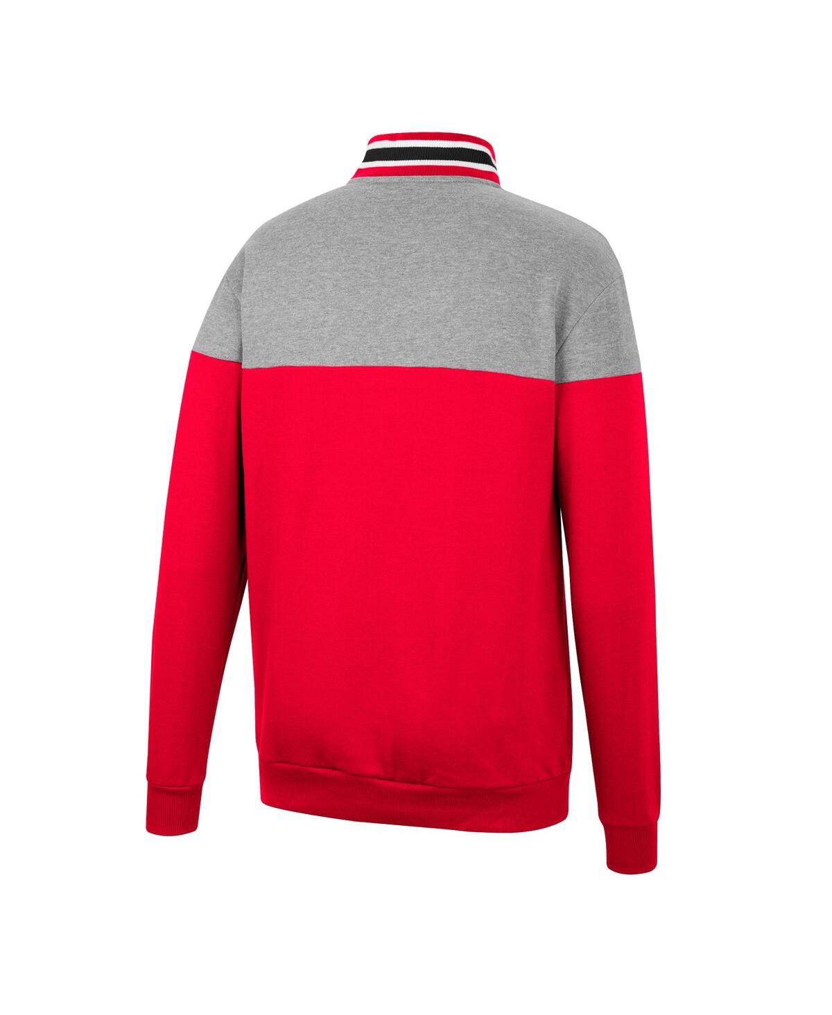 Colosseum Men's  Heathered Gray, Scarlet Nebraska Huskers Be The Ball Quarter-zip Top In Heathered Gray,scarlet
