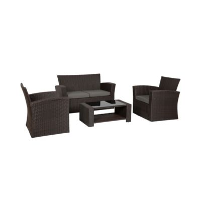 4-Piece Modern Patio Conversation Sofa Set with Cushions