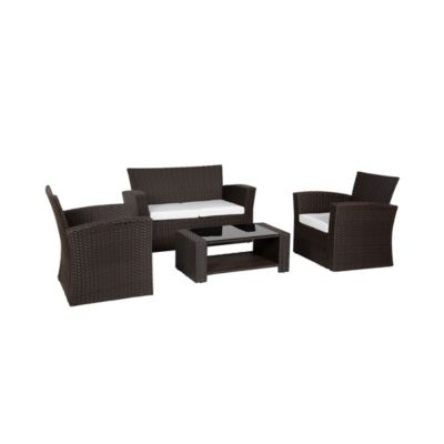 4-Piece Modern Patio Conversation Sofa Set with Cushions