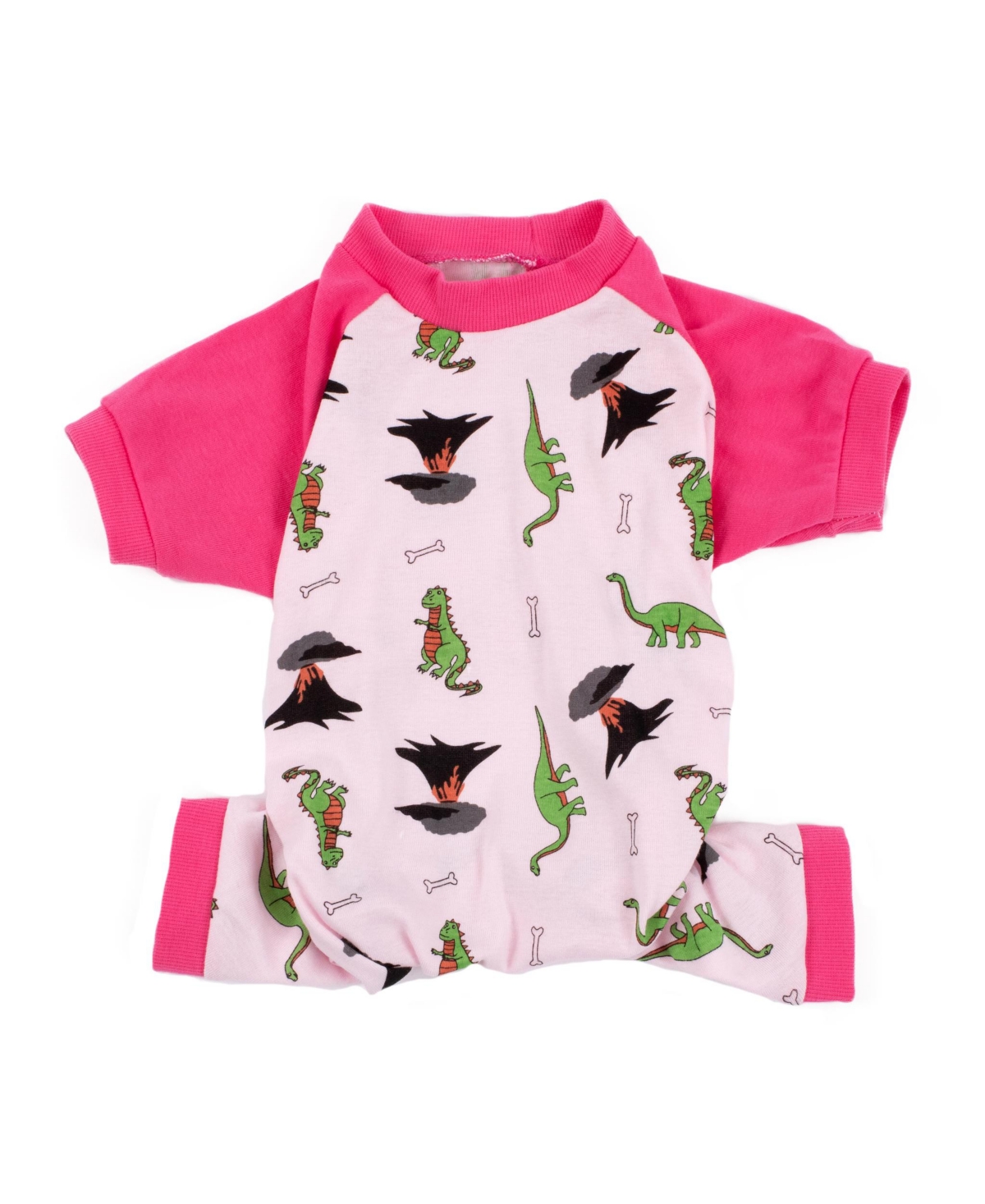 Leveret Dog Cotton Pajama Dinosaur Pink